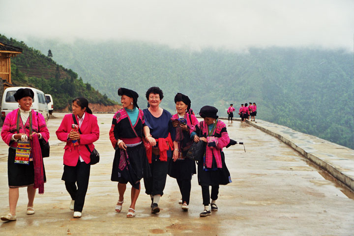 Mrs. Hanna Tabib with ethnic women in Longsheng, Guilin