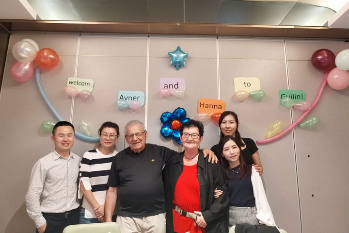 The Tabibs at China Highlights' office with China Highlights' CEO, COO, Product Team Manager, and their Travel Advisor — Fiona