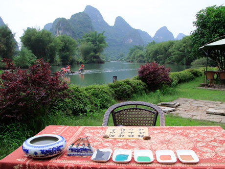 Learn landscape painting at your riverside garden