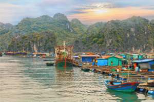 Visit a floating village of Halong Bay