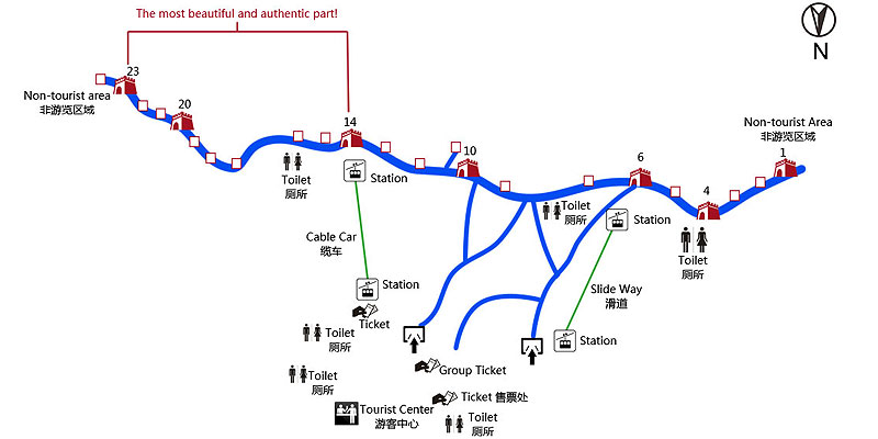 The Great Wall at Mutianyu Map