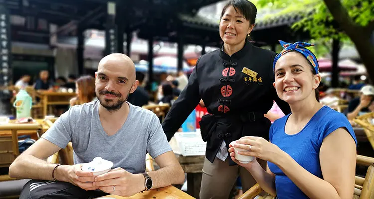 taste a cup of tea in a local teahouse