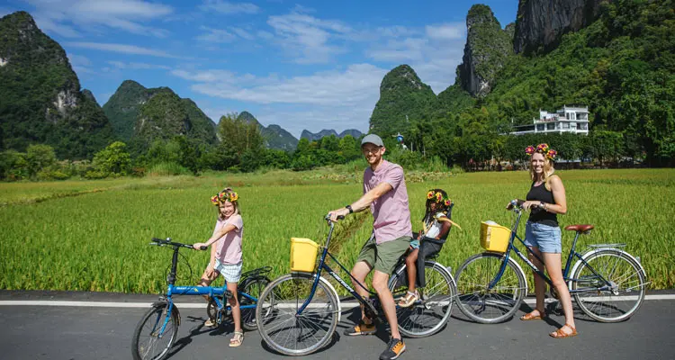 biking in the countryside