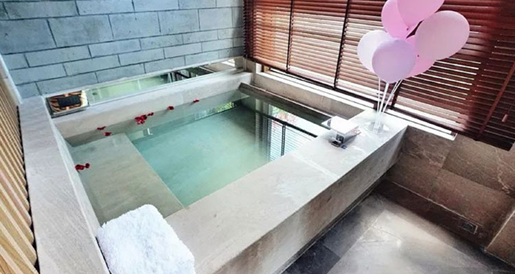 private hot spring in the room