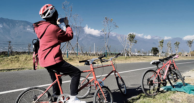 bike ride with the view of mountain