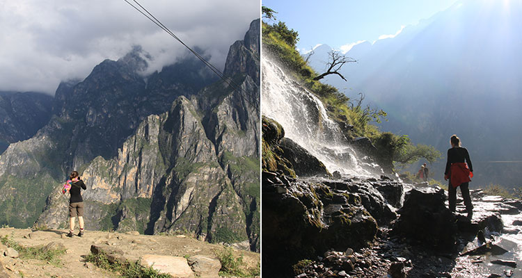 enjoy the mountains with the cloud and the waterfall