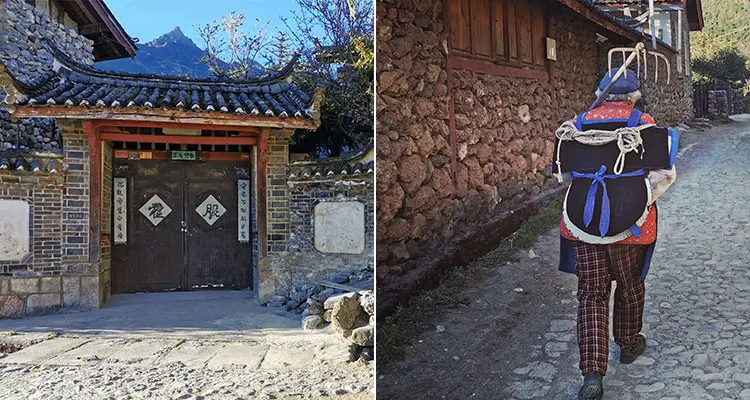 a naxi lady walking on the road