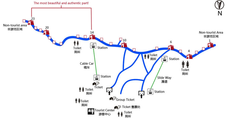 Map of the Great Wall of China at Mutianyu