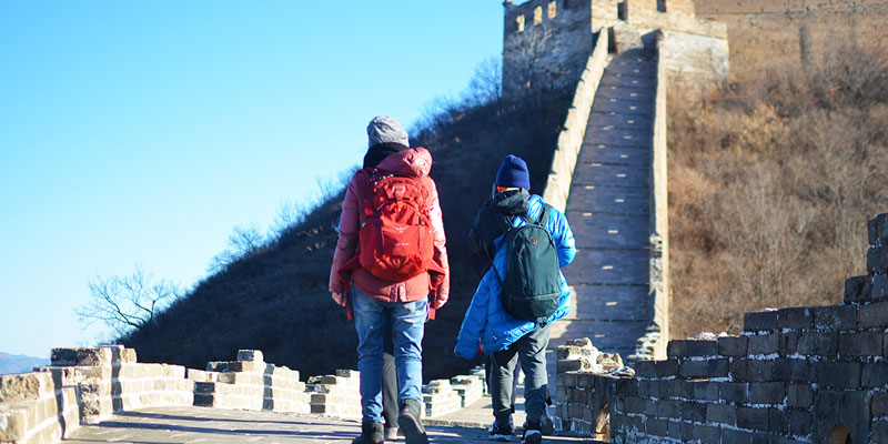 Hiking up the Great Wall