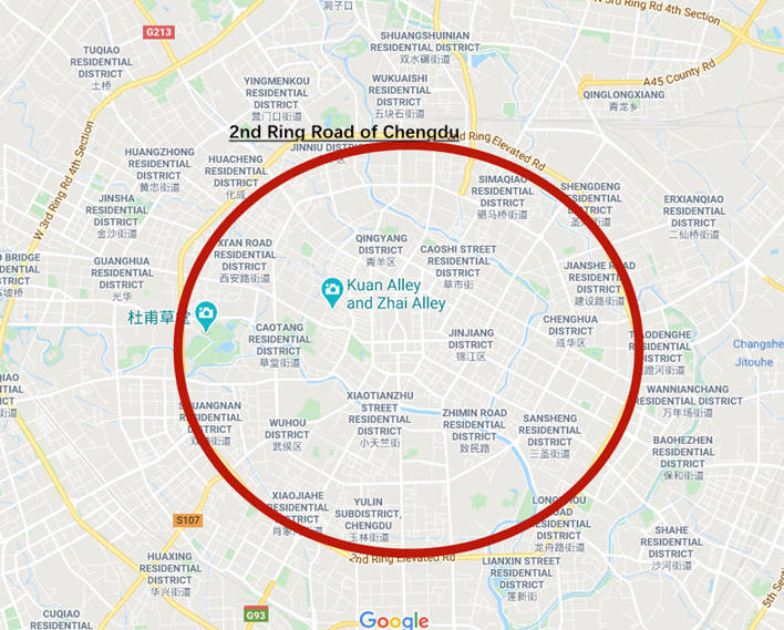 Hotel Pick-up and Drop-off Area Map of Chengdu City