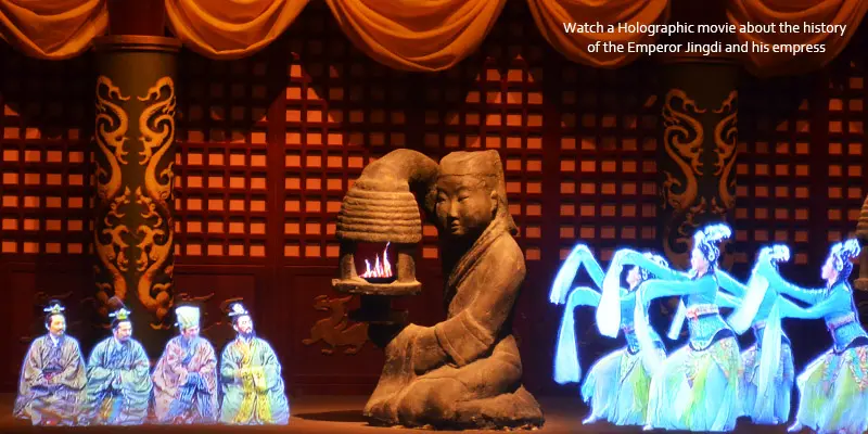 Watch a Holographic movie about the history of the Emperor Jingdi and his empress
