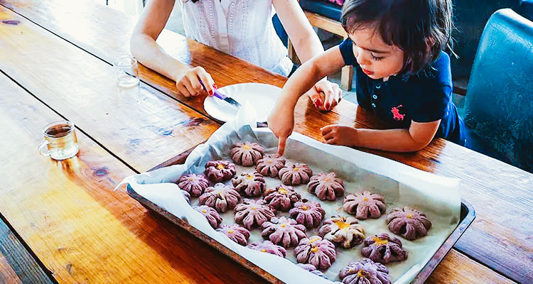 making delicious local cakes together