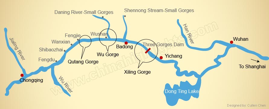 Mapa de Curso Superior de Yangtze